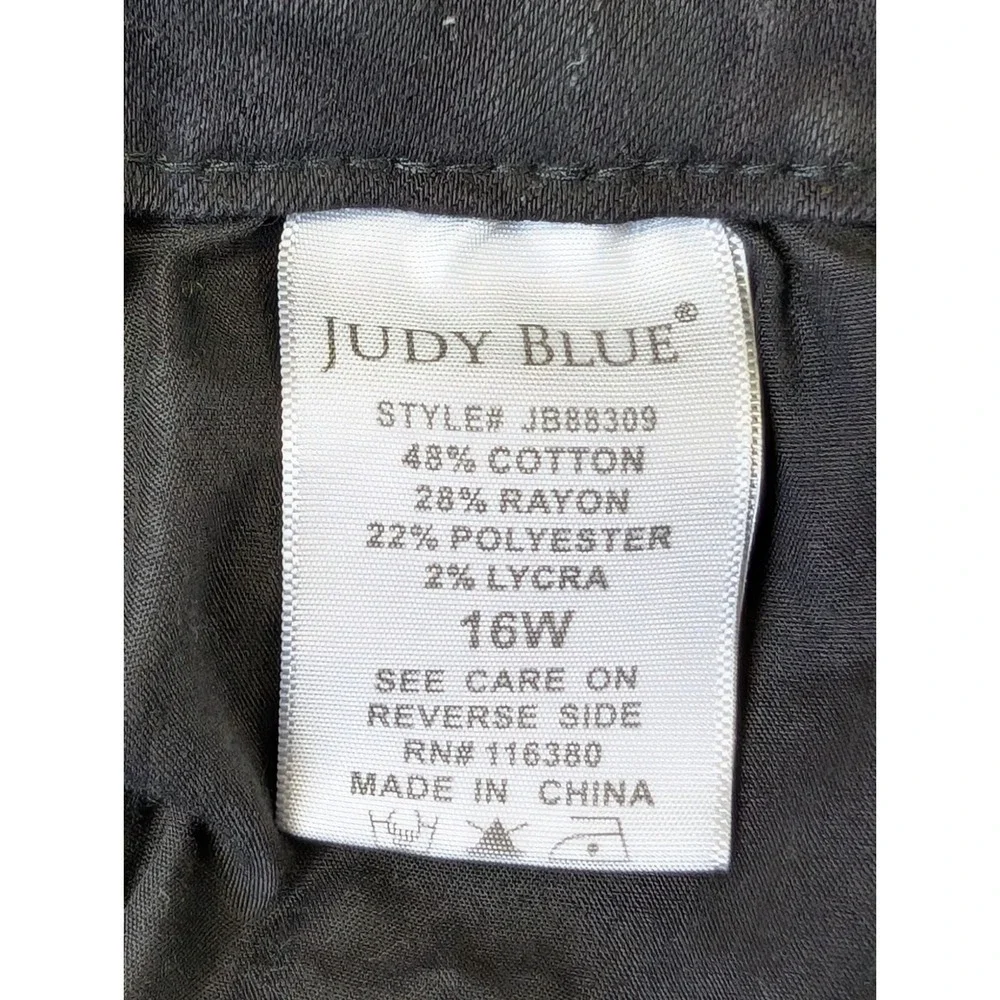 Judy Blue Womens Black‎ Skinny Jeans Size 16W Cotton Blend Stretch Denim